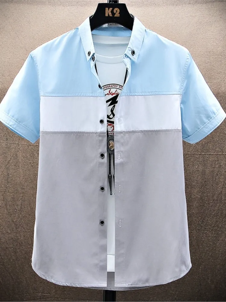 New Cotton Shirt men's short-sleeved Korean Summer Slim Plus Size Cool Brand New Casual Business Youth Trend Daily Top 5
