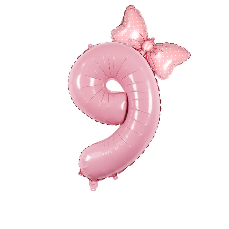 2 Stück 32 Zoll Zahl rosa Schleife Folienballon mit Schleife 1 2 3 4 5 6 7 8 9 für Kinder Jungen Mädchen Geburtstagsfeier Babyparty Dekorationen – Detail 9
