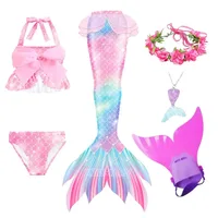 MW Kids Girls Swimming Mermaid Tail Cosplay Children Halloween Party Gift Swimsuit Monofin Fin Ariel Mermaid Swimsuit for Sw M71
