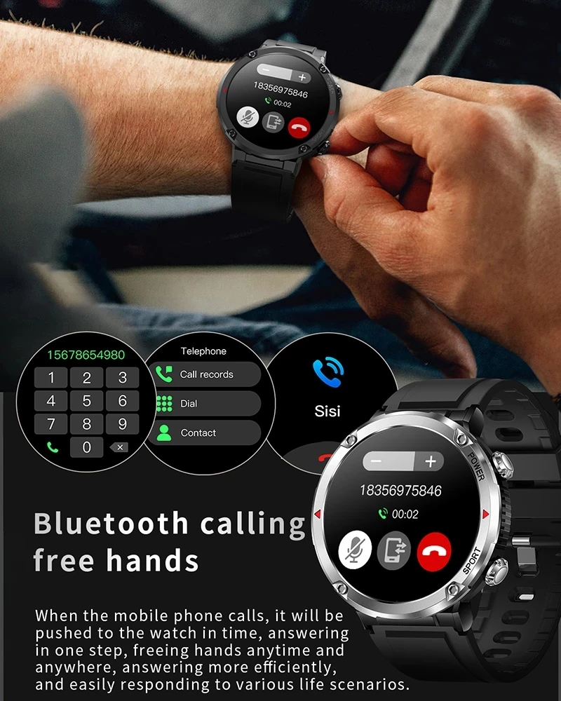 SACOSDING Ʈ ġ HD ũ ð  600 mAh  ƮϽ   ȭ ð IP68  Smartwatch