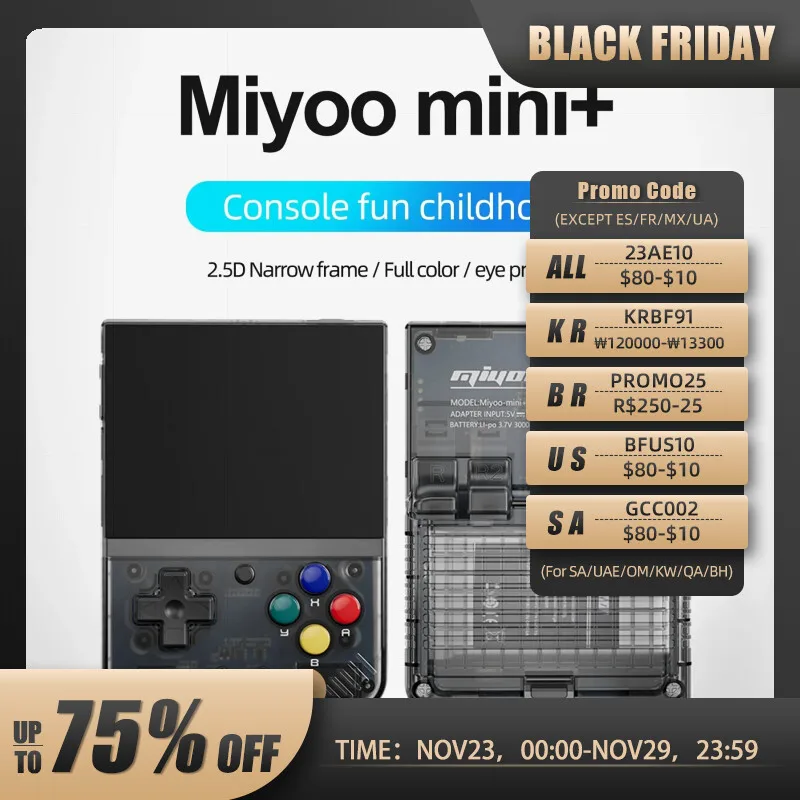 Mi-Yoo Mini Plus Retro-Konsole - 3,5 Zoll IPS Display, 5500+ Spiele, Kabelloses Gamepad, 64G Integriert