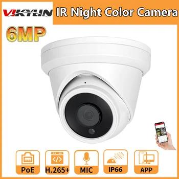 Hikvision POE 미니 카메라, IR 내장 마이크, 인간 차량 감지, 야간 투시경, CCTV 보안 비디오 감시, 6MP 호환