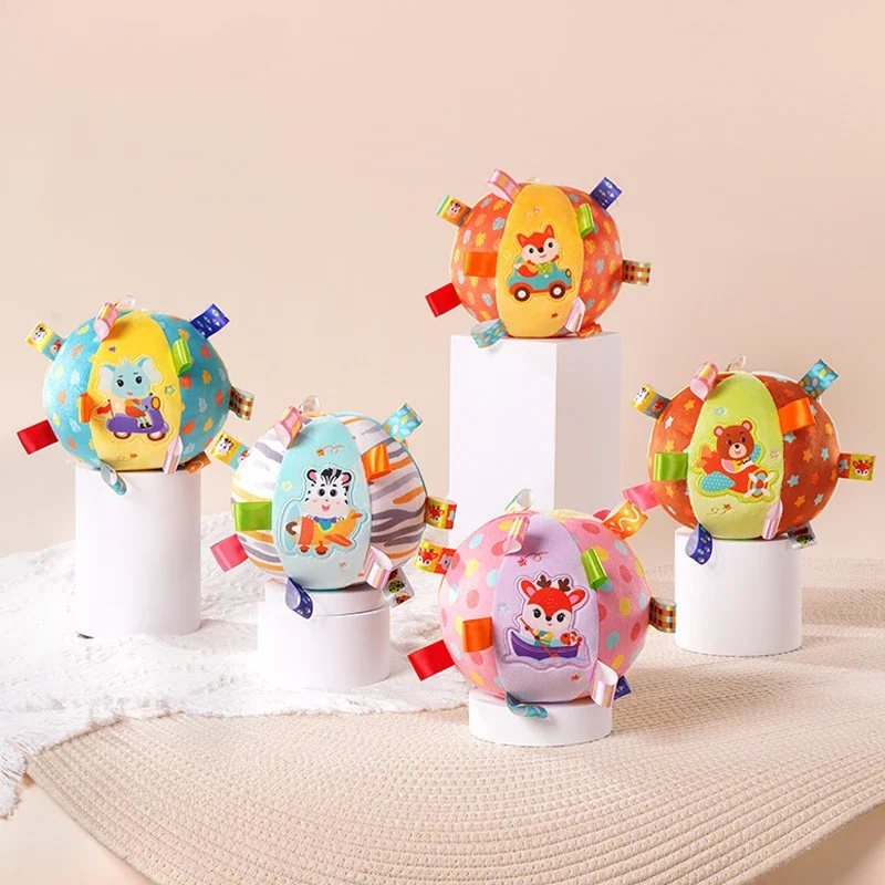 Baby Rattles Toys Soft Plush Hand Rattles Hand Grip Ball Animal Pattern Rattles Shaker for 3 6 9 12 Months Plush Vocal Toy - 3
