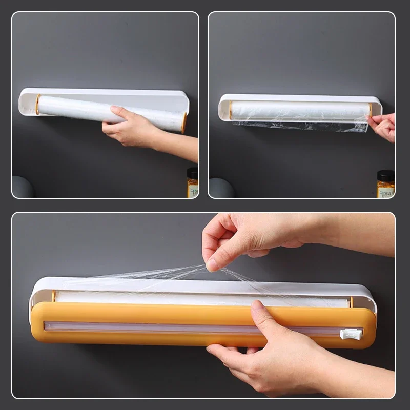 Cling Film Cutter Multi Functional Plastic Tear Free for Home Refrigerator Wall Hanging Kitchen Food Grade