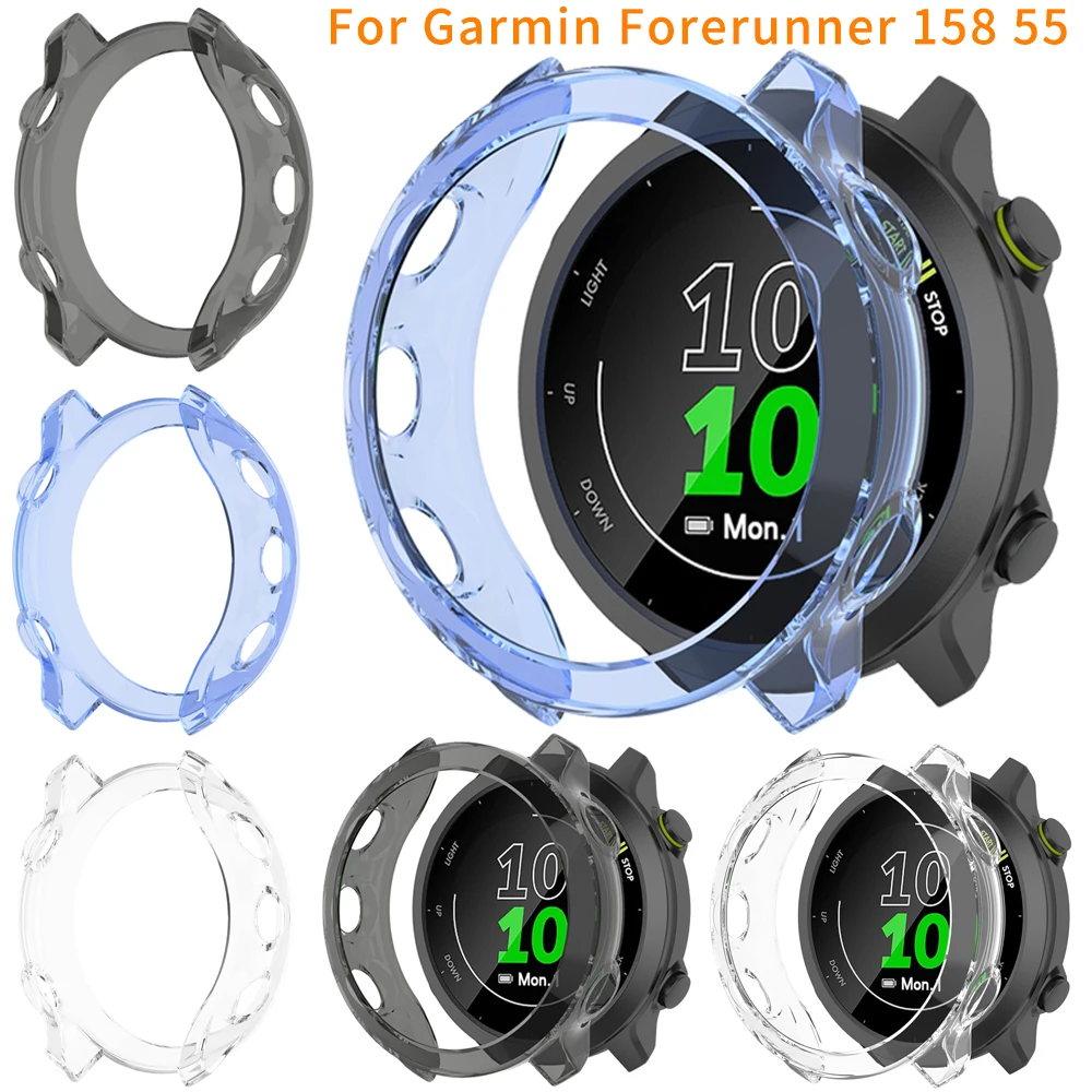 Custodia Protettiva Per Garmin Forerunner55 158 Clear Soft Tpu Edge Frame Shell Protector Bumper Per Garmin Forerunner 158 55 Cover