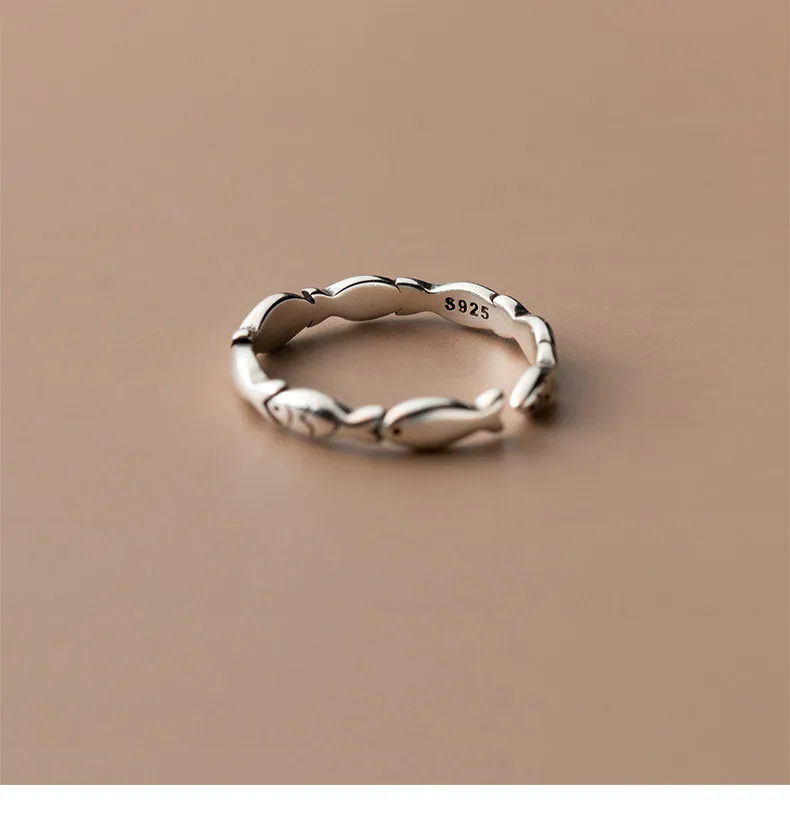 Neue Ankunft Retro Persönlichkeit 925 Sterling Silber Schmuck Einfache Nette Fisch Tier Exquisite Öffnung Ringe R181 – Detail 4