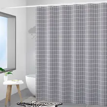

Shower Curtains 180cm Gray Plaid Simple Modern Style Curtain for Bathroom 71 Inches High Quality with Hooks Water Resistant Chic