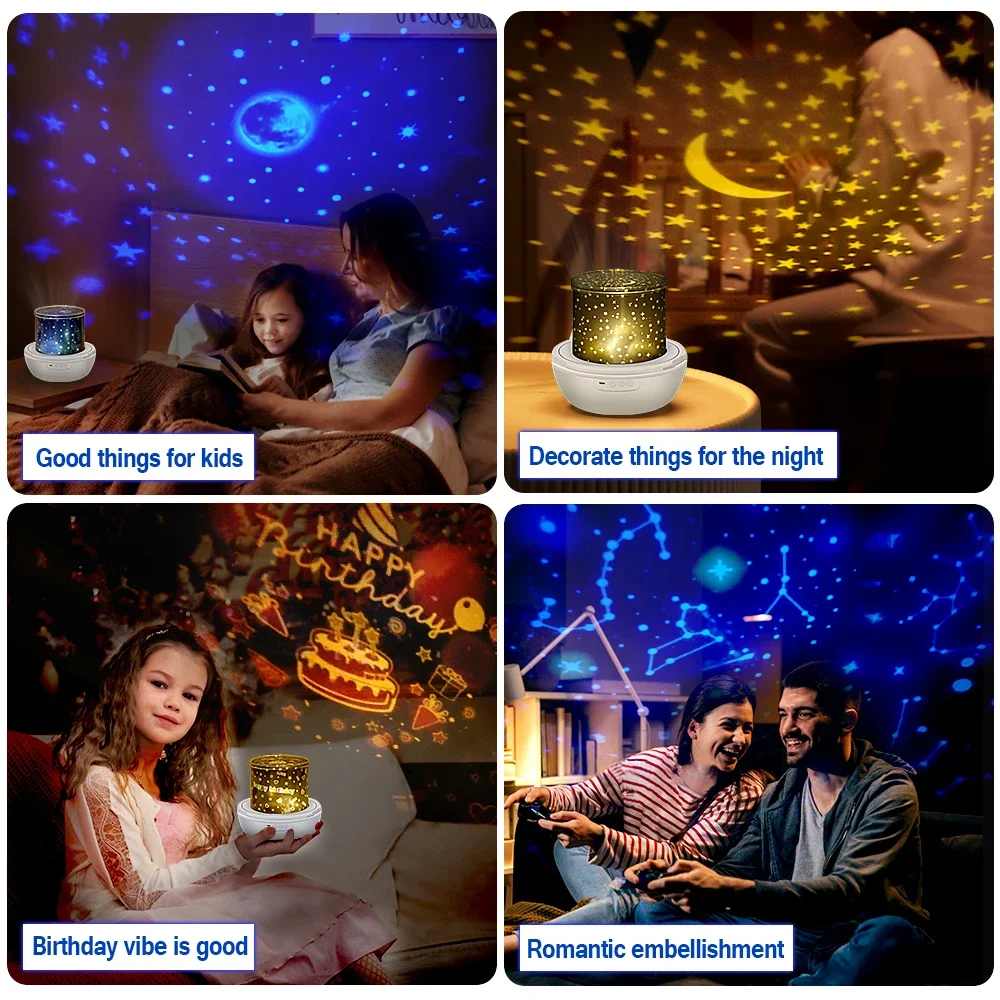 Starry Night Lamp, Galaxy Projector, 360° Rotating LED Night Light, Ideal for Bedside Use, Perfect for Gifts And Room Decor