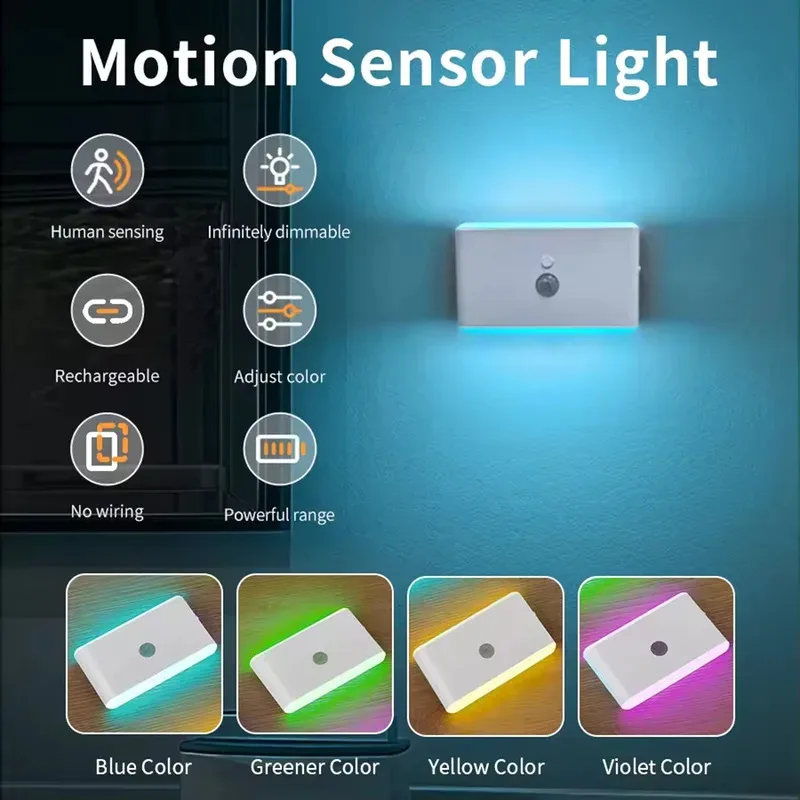 Wall Lamp LED Motion Sensor Night Light Stair Lamp Dimmable Rechargeable for Indoor Bedroom Cabinet Gift Decor Indoor Lighting