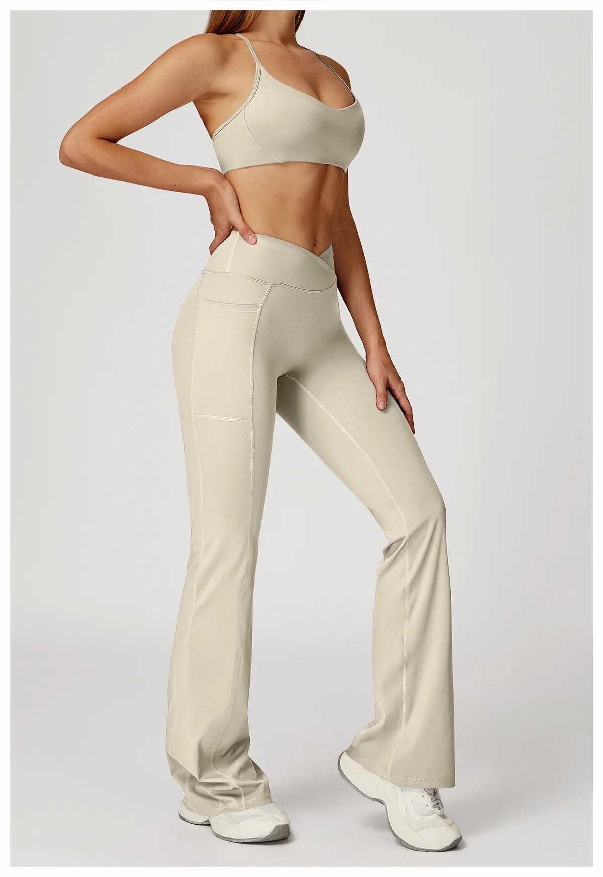 Pantalon Yoga Évasé Taille Haute Femme