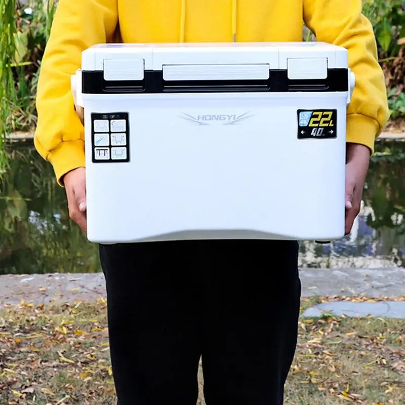 22L Fishing Cooler Box Tackle Box Camping Cooler Tank Gear Tool Container Outdoor Food Drink Refrigeration Case Organizer
