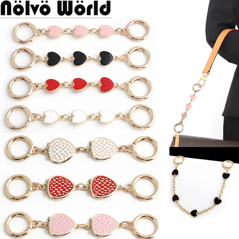 

14CM,30.5CM Strawberry,Heart-Shape Metal Extension Chains For Women Replacement Crossbody Purse Bags Strap Handle Accessories