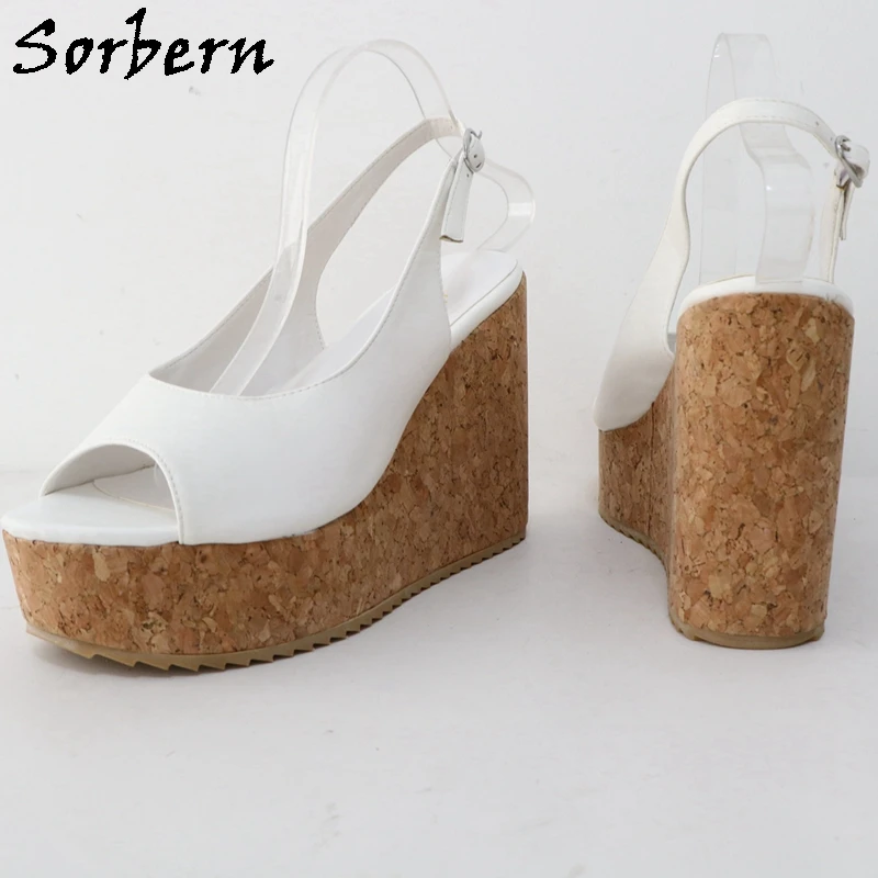 

Sorbern Extra Wide Women Pump Wedge High Heels Summer Slingback Slip On Shoes Size EU42 Unisex Shoe Fetish Custom Color