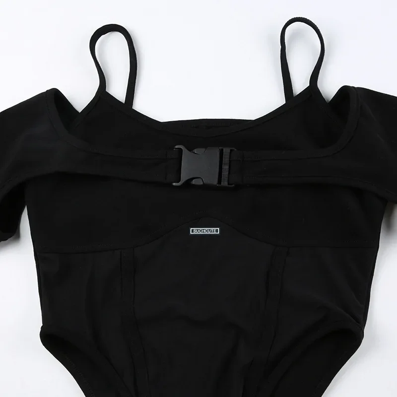Traje de festival de verano de una pieza con parches de color liso, lencería informal de manga larga, mono sexy con cordones ligeramente transparentes