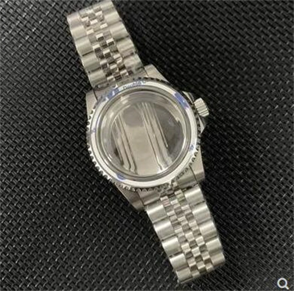 39.5mm Retro Watch Case Bidirectional Bezel Acrylic Magnifying Glass Transparent Bottom Case for NH35 NH36 NH34GMT Movement