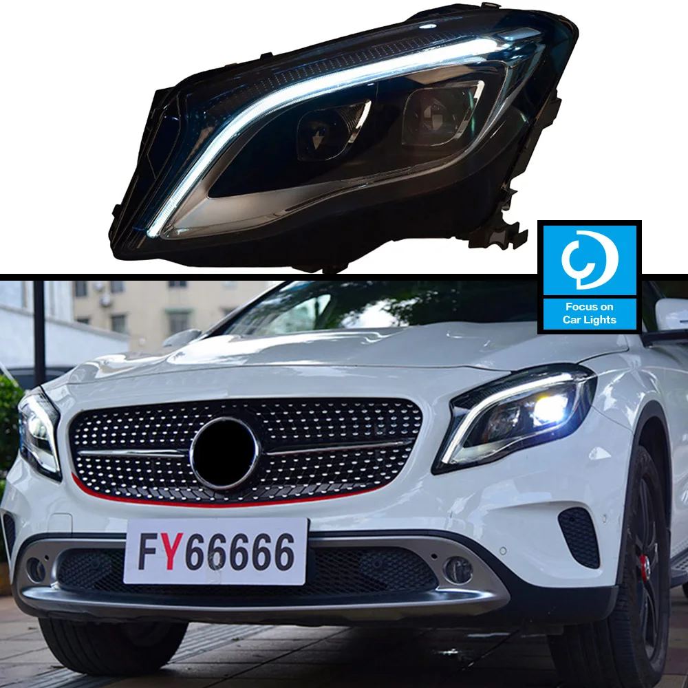 

Автомобильная передняя фара для Mercedes-Benz GLA200 2015 светодиодный, фара, Стайлинг, Динамический указатель поворота, объектив, автомобильные аксессуары в сборе