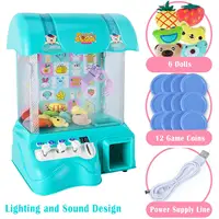 Mini Electronic Claw Machine Coin Operated Doll Machine Vending Grabber Toy Box with Lights & Kids 1