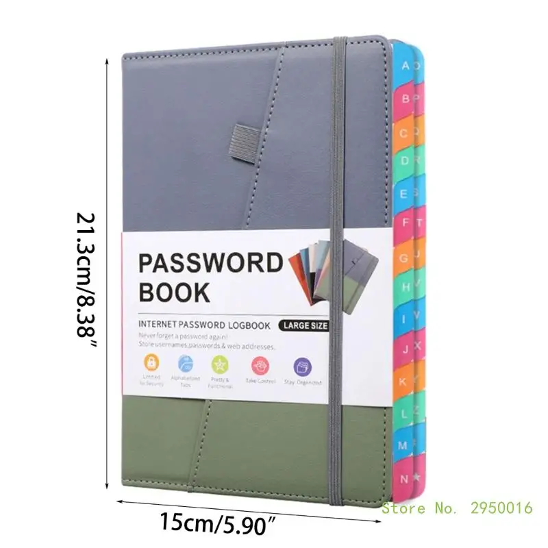알파벳 탭 포함 번호 북, PU 하드 커버 번호 키퍼, 인터넷 로그인 절약용 A5 크기 번호 노트북