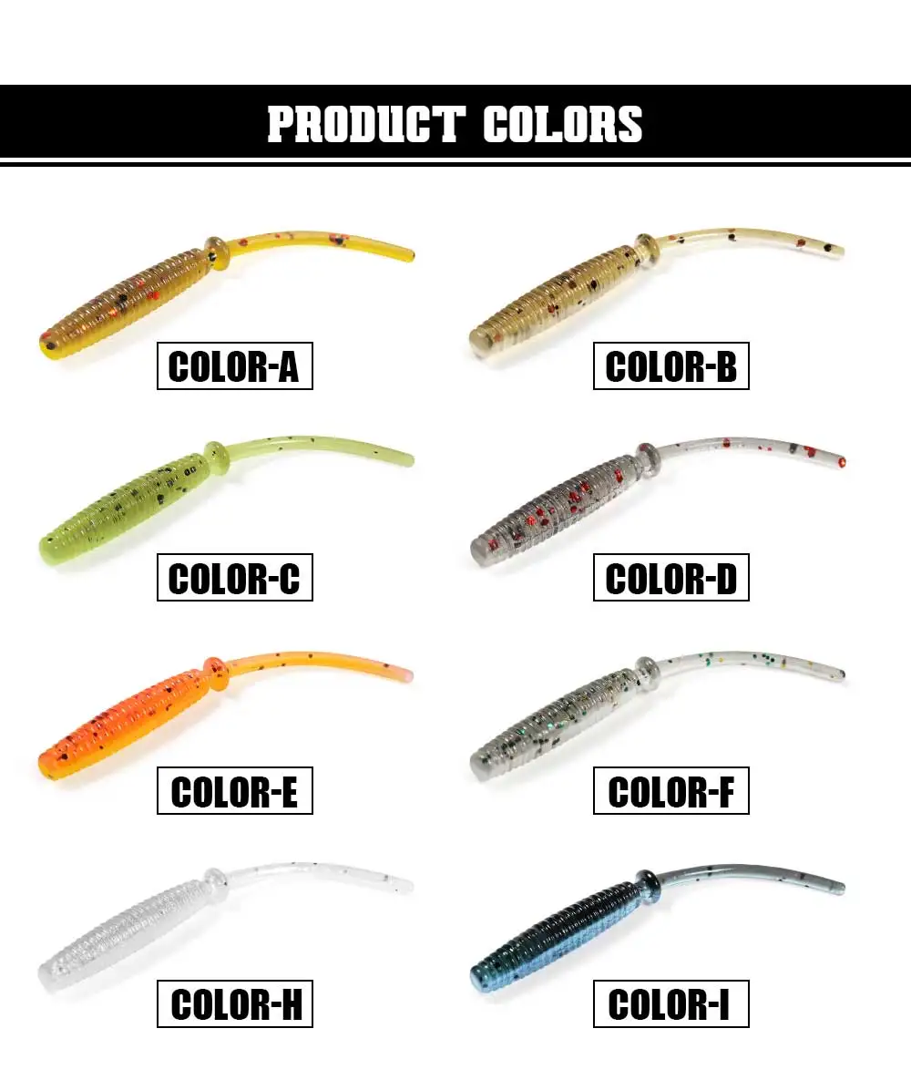 Palisander 43mm Weicher Angelköder Silikonwurm Micro Finesse Köder TPR Schwimmende 2-Ton-Farbe Gerader Schwanz Rippenkörper Felsenfischen – Detail 8