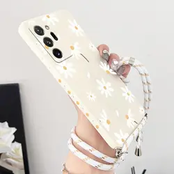 Fallen Flowers Lanyard Silicone Phone Case Cover - Galaxy J7 Prime (White)