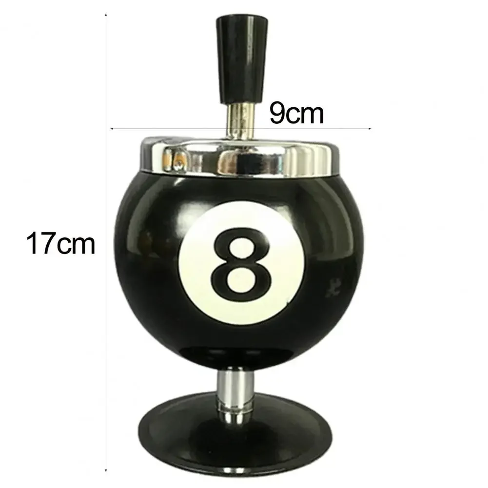Cigarettes Ashtray Metal Ashtray Ash Case Large Windproof Heat Resistant Three Bayonets with Lid Fashion Pool Billiard Ball Design Ashtray Ornament for Men Gift