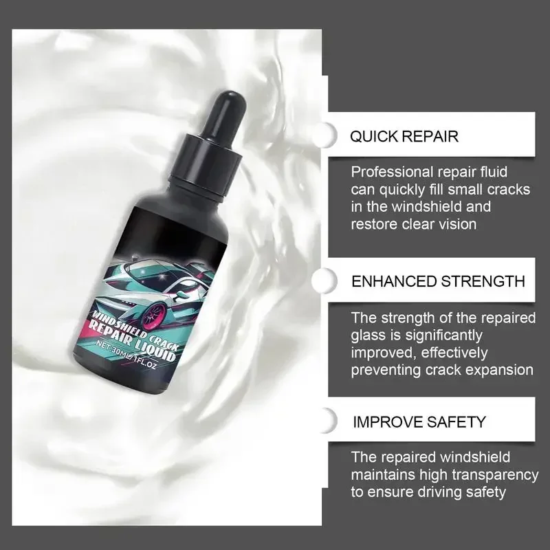 Cracked Glass Scratch Repair Kit 30ml Vehicle Windscreen Nano Fluid Filler Quick Fix Windscreen Scratch Restore Fluid For Glass 3