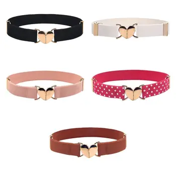 2022 Children Stretch Belts Girls Multicolor Adjustable Elastic Waist Belts with Heart Shape Buckle Waistband Accessories 1