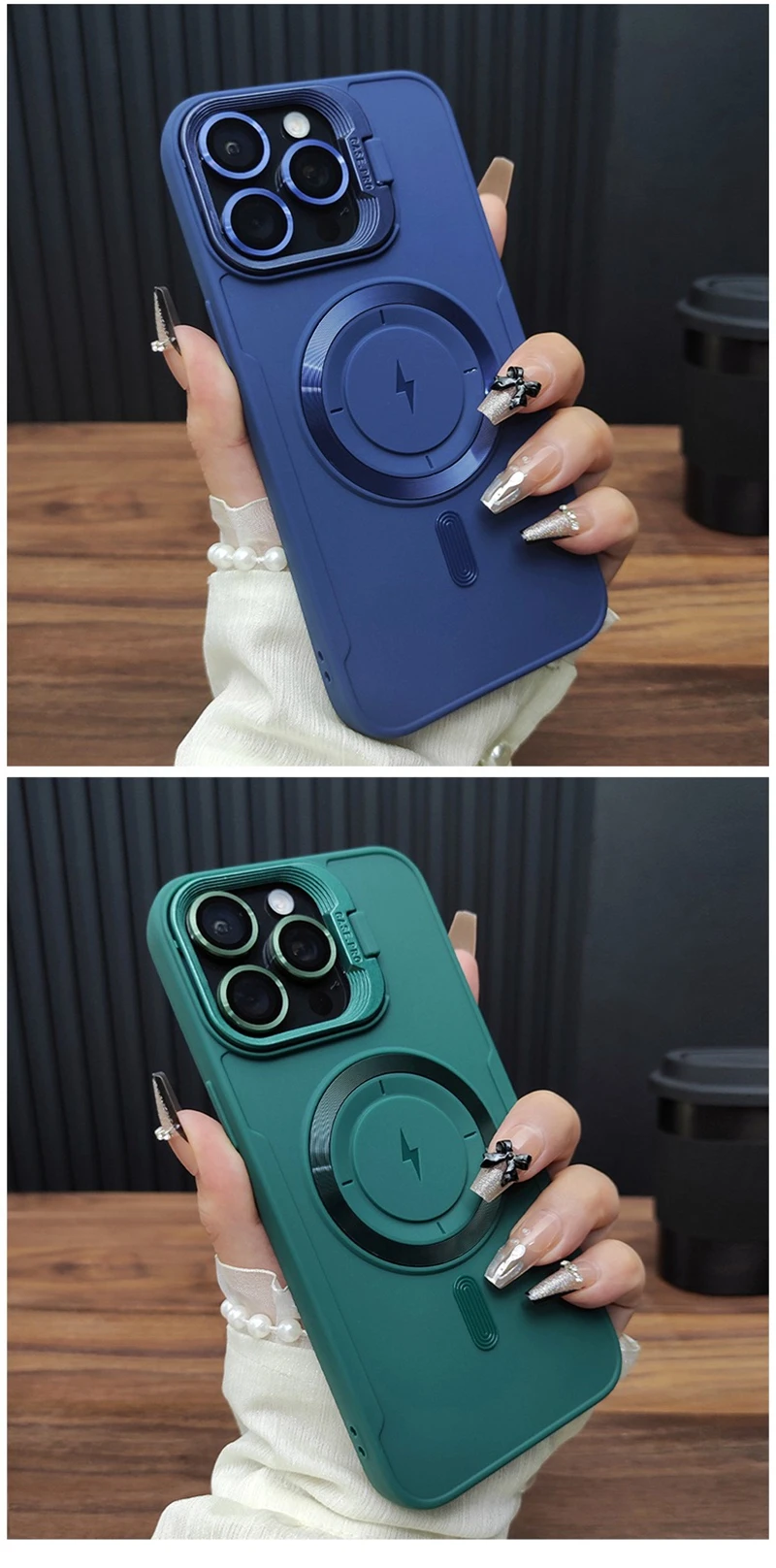 Magnetic Wireless Charging Kickstand Phone Case with Shockproof Bumper Cover