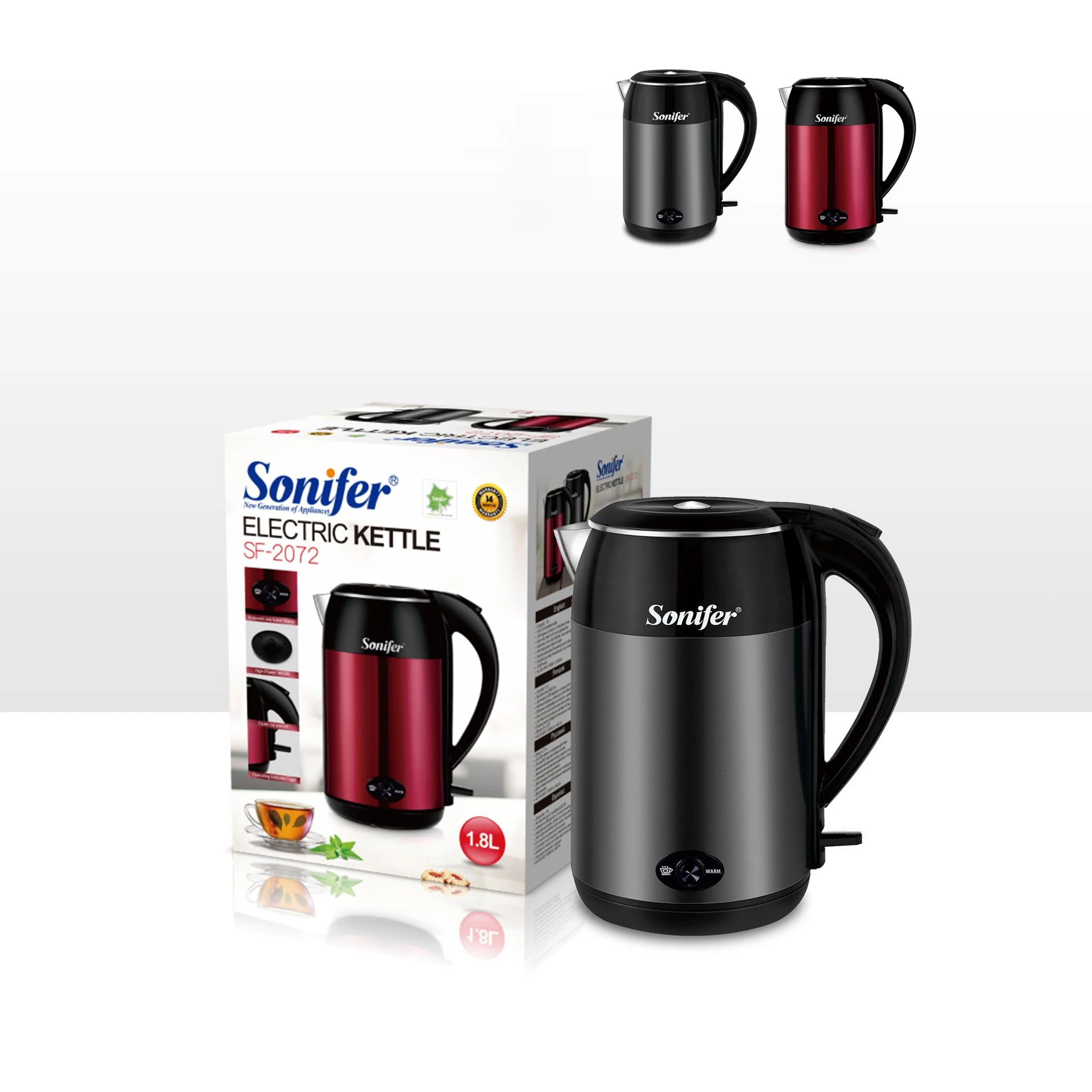 

SF-2072 Household Electric Kettle 1.8L Capacity Stainless Steel 1800W Strong Power Multifunction Kettle