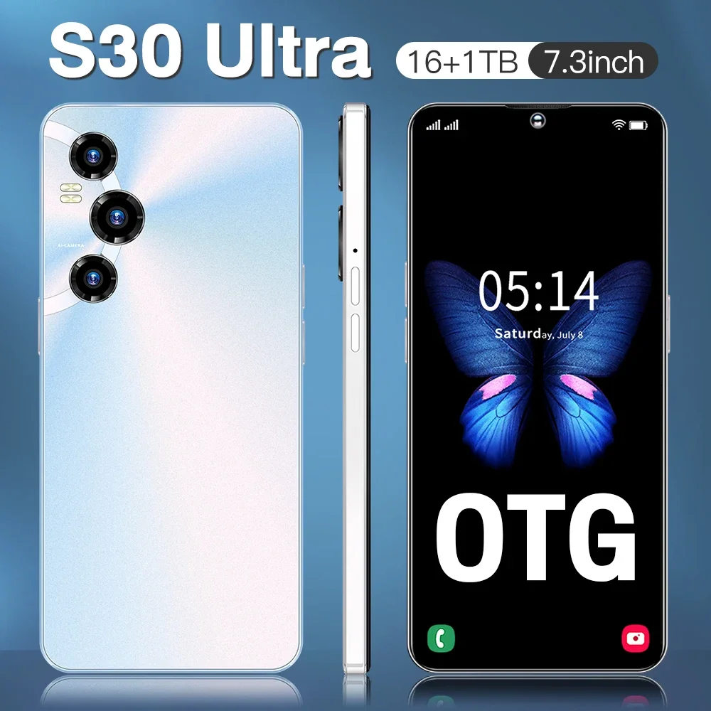 

Brand New S30Ultra 7.3HD Android13 5G Phone16GB 1TB Smartphone 8000mAh 108MP Face Unlock NFC Snapdragon8 gen2 Google Play