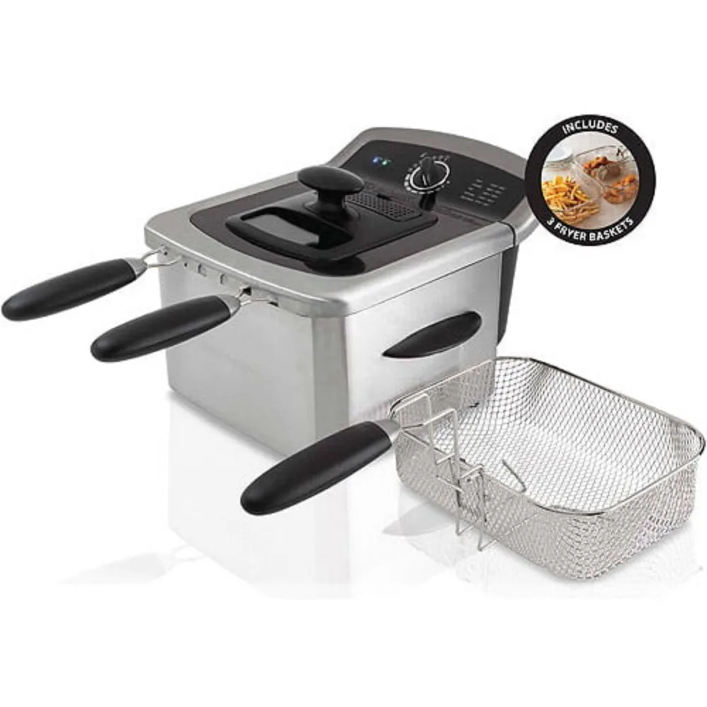 

Farberware 4L Deep Fryer, Stainless Steel, Electric,Includes 2 small frying baskets and 1 large frying basket