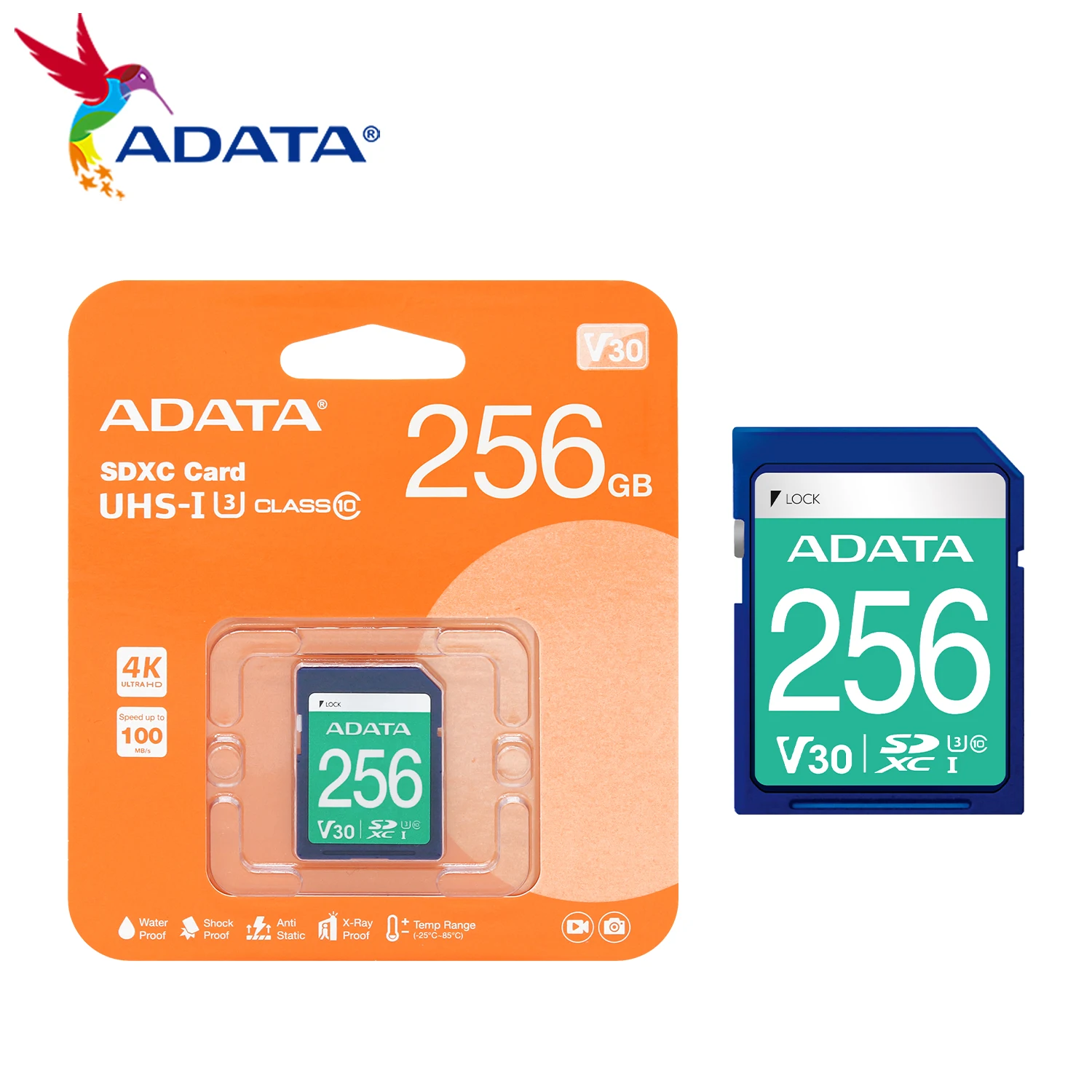 ADATA V30 SDXC Card 64GB 128GB 256GB 512GB U3 Class 10 SD Memory Card High Speed 4K ULTRA HD Professional Camera Storage Card