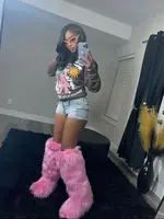 Women's Over-The-Knee Boots High Boots Winter New Fox FurSnow Boots And Cashmere Women's Boots Leg Warm Boots Non-Slip Soles 5