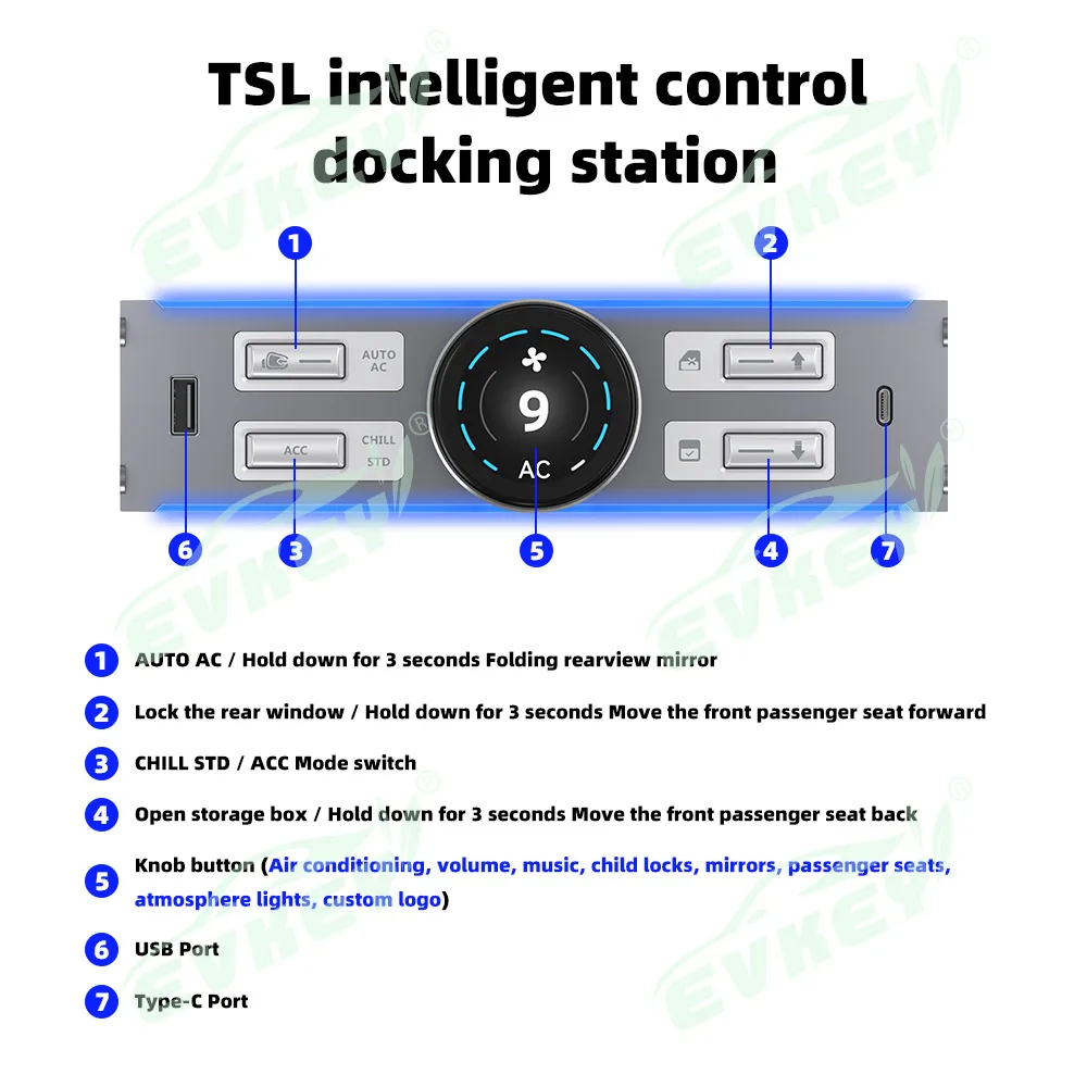 EVKEY LCD 지능형 도킹 스테이션, 테슬라 모델 3 모델 Y 2024 모델 3 하이랜드용