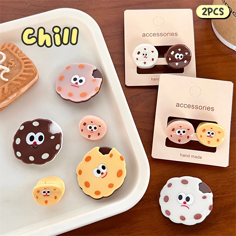 

2PCS Cute Cartoon Cheese Cookie Funny Creative Hairpin For Women Girls Personality Barrettes Bangs Clip Hair Accessories