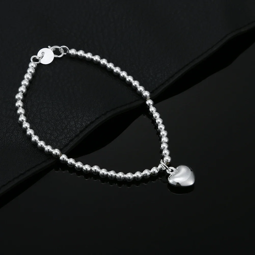 

Hot Street Fashion 925 Sterling Silver Fine Heart Beads Chain Bracelet for Women Party Wedding Accessories Jewelry Couple Gifts