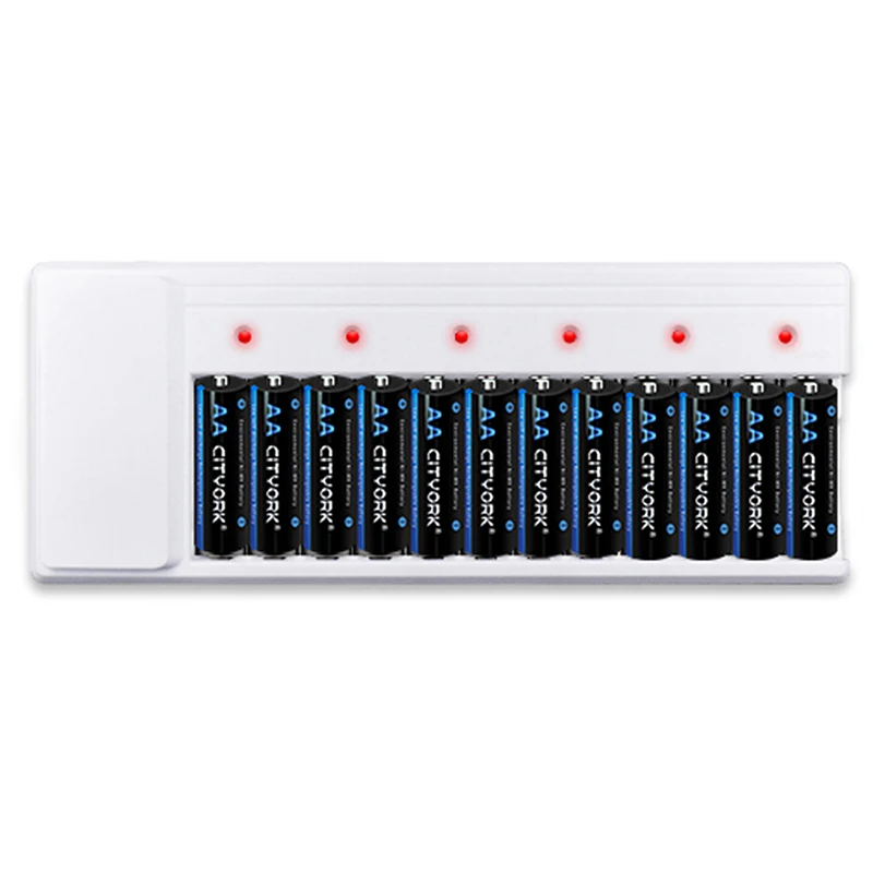 

CITYORK 1.2V AA 3000mAh NIMH Rechargeable 2A HR6 Cel Low self discharge Batteries + 12 Slots Fast Smart AA AAA Battery Charger