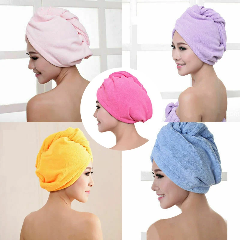 Drying Hair Towel Dry Hair Cap Microfiber Drying Wrap Strong Water Absorbent Triangle Shower Hat Wiping Towel Tool microfiber towel dry hair cap