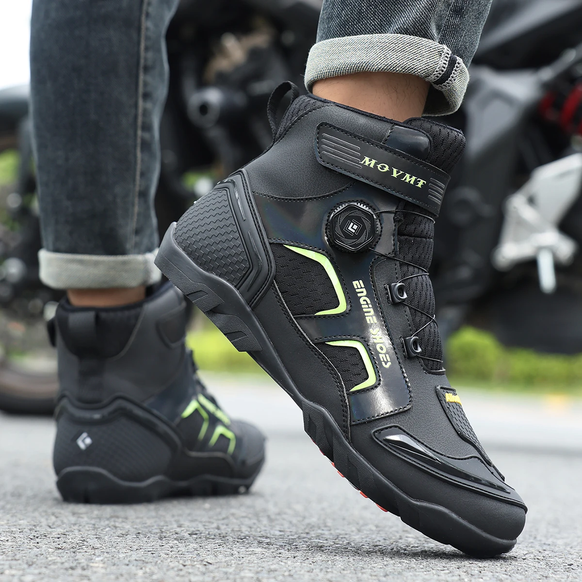 Men Motorcycle Boots Leather Motos Breathable Anti Slip Wear-resistant Riders Boots Motorbike Racing Ankle Length Shoes