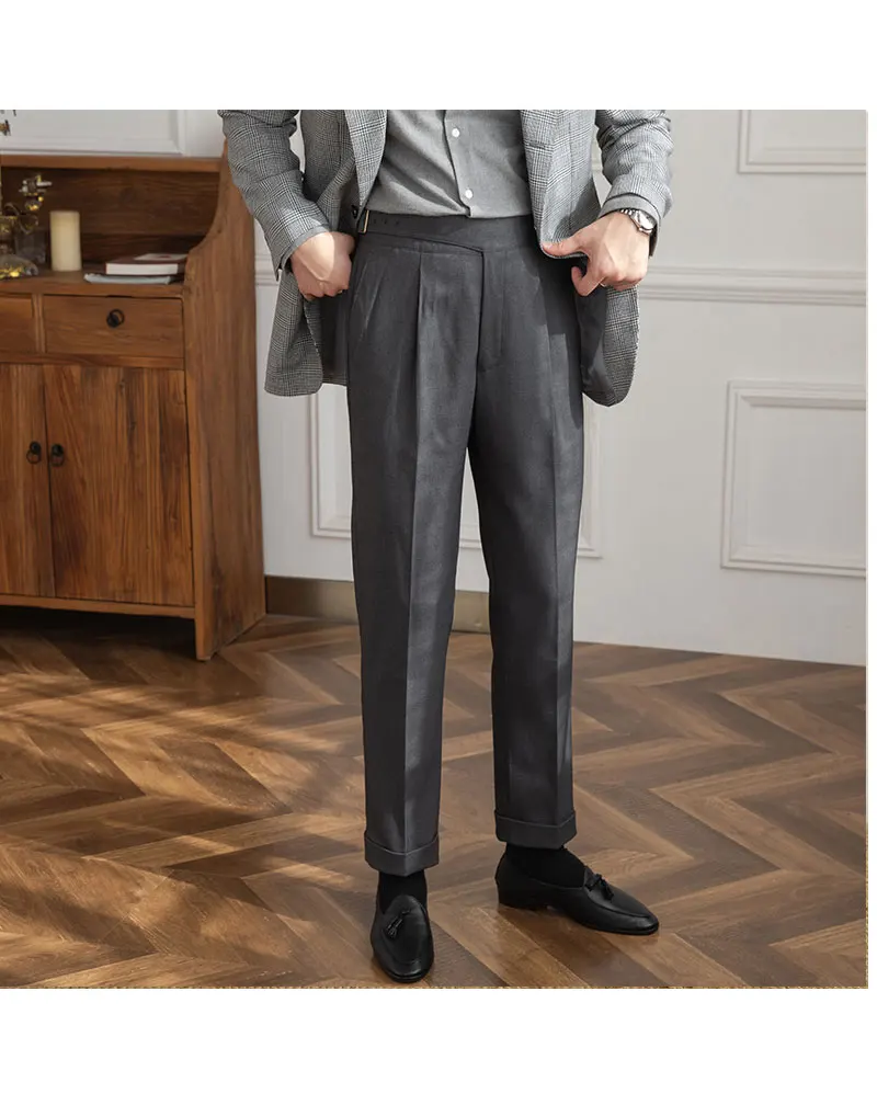 Herr. Deer Three Neue Herbst Italienische Retro Neapel Hohe Taille Gerade Hosen Modische Casual Hosen für Männer – Detail 26