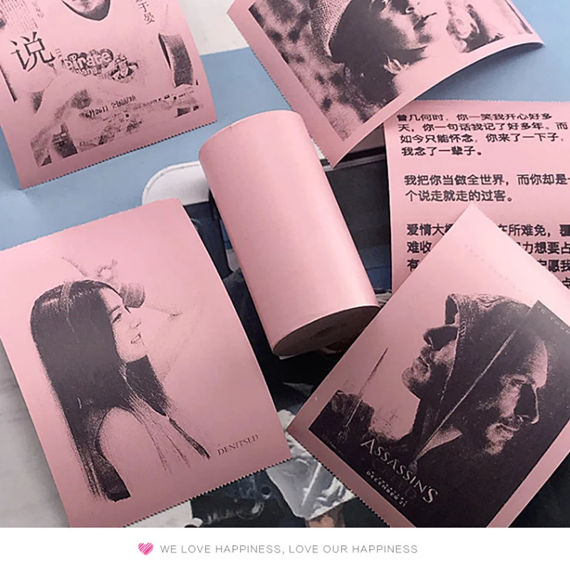 멀티 컬러 감열지 스티커 용지, 라벨 용지, 인화지, 미니 인쇄 가능한 스티커 롤, 감열식 프린터, 투명, 1 개, 2 개, 4 개