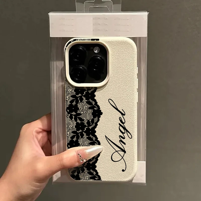 Elegant Black Lace Soft Phone Case with Shockproof Lens Protection