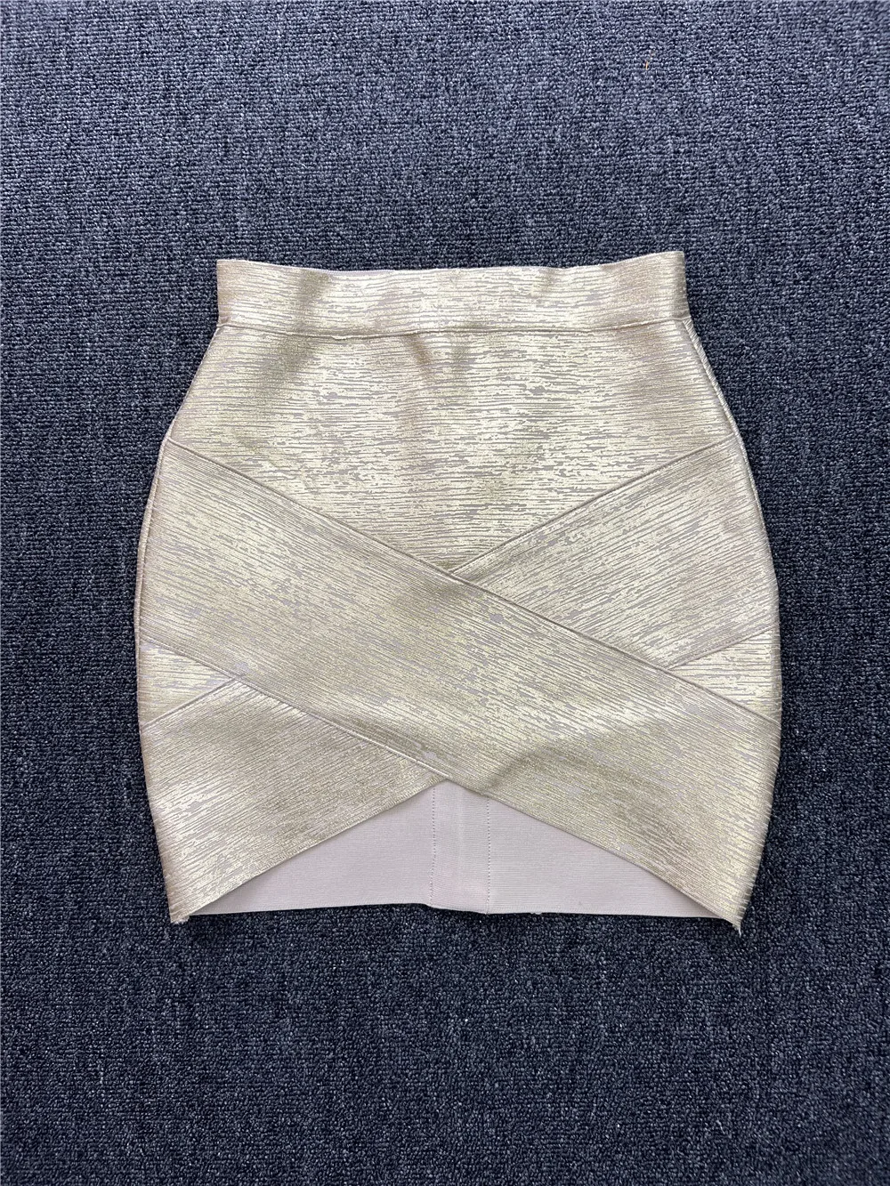 40CM Mini Short Elastic Bronzing Bandage Skirt Women Sexy Bodycon Asymmetric Pencil Skirts High Street Going Out Club Party 3