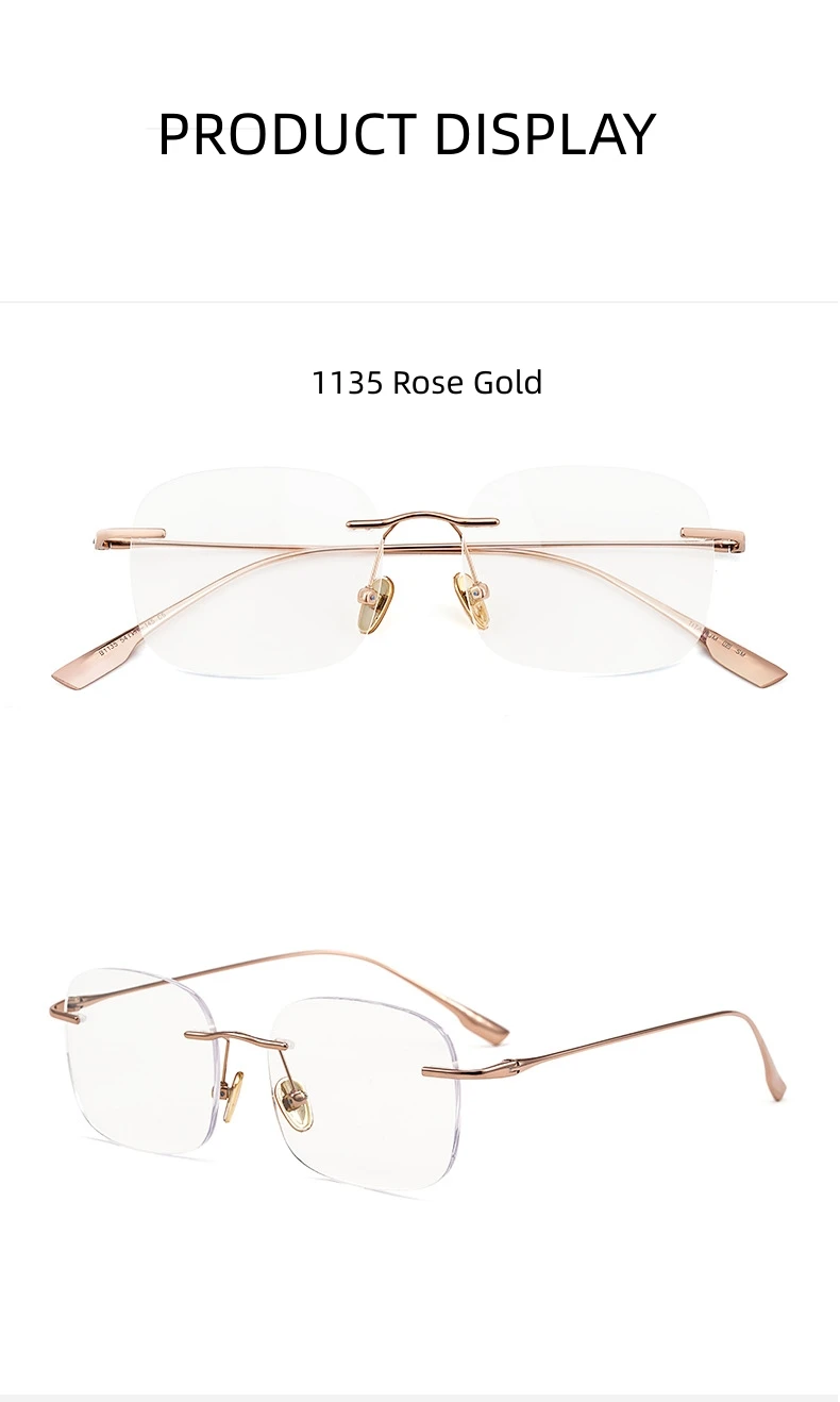Firada Mode bequeme Brillen Frauen neue Vintage Titan randlose Brillen optische Brille Rahmen für Männer 1136 – Detail 14