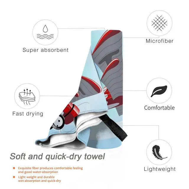 다채로운 만화 복엽 비행기 타월로 수영 모험에서 편안함과 세련함을 누리세요.