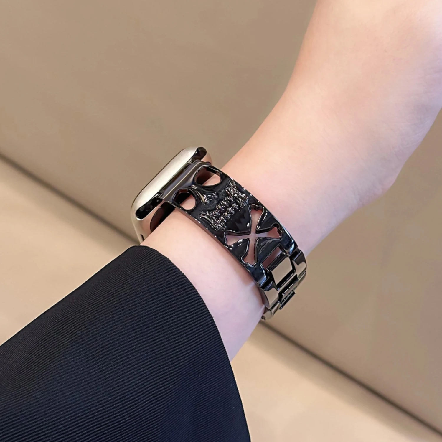 18/20/22 mm Universal-Totenkopf-Metallarmband, geeignet für Huawei Band 8 9 10 Fit3 GT4/5 41 mm 46 mm, personalisiertes, einzigartiges Armband – Detail 5