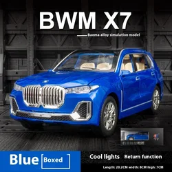 Luxury Diecast BMW X7 SUV Toy with Opening Doors, Sound, and Lights (Blue)