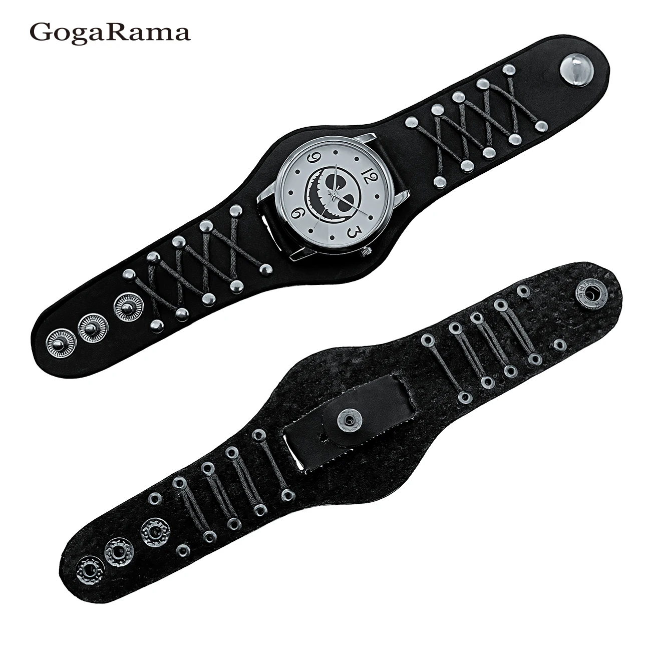 New Luxury Brand Men's Watch Brown Leather Punk Skull Head Metal Buckle 40mm Large Dial Quartz Watch Relogios Masculino 4