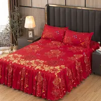 3pcs Sheet Set Luxury Household Bed Skirts Pillowcase Bedroom Decoration Soft Skin-friendly Non-slip Bedding Household Washable 3