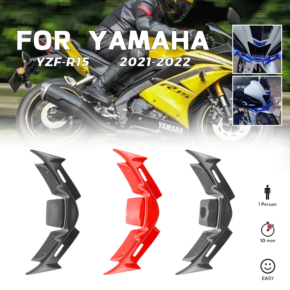 

MTKRACING For YAMAHA YZF R15 V4.0 2021-2022 Front Fairing Winglets Aerodynamic Wing Shell Cover Protection Guards YZF-R15 V4